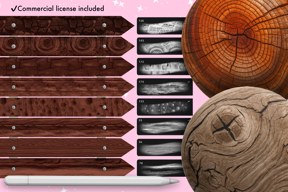Procreate Wood interior brushes, a Brush Add-On by Revabrush (Photo 3 of 7)