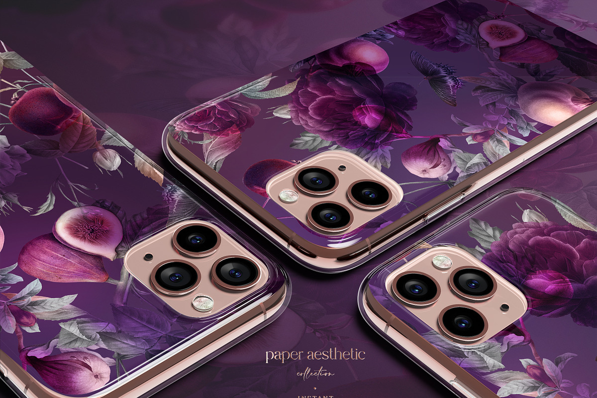 Purple Fruits & Flowers Paper Pack, a Pattern Graphic by paper aesthetic (Photo 3 of 7)