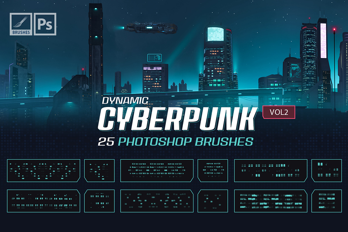 Dynamic Cyberpunk Brushes v2, a Brush Add-On by Mohamed Saber (Photo 1 of 5)