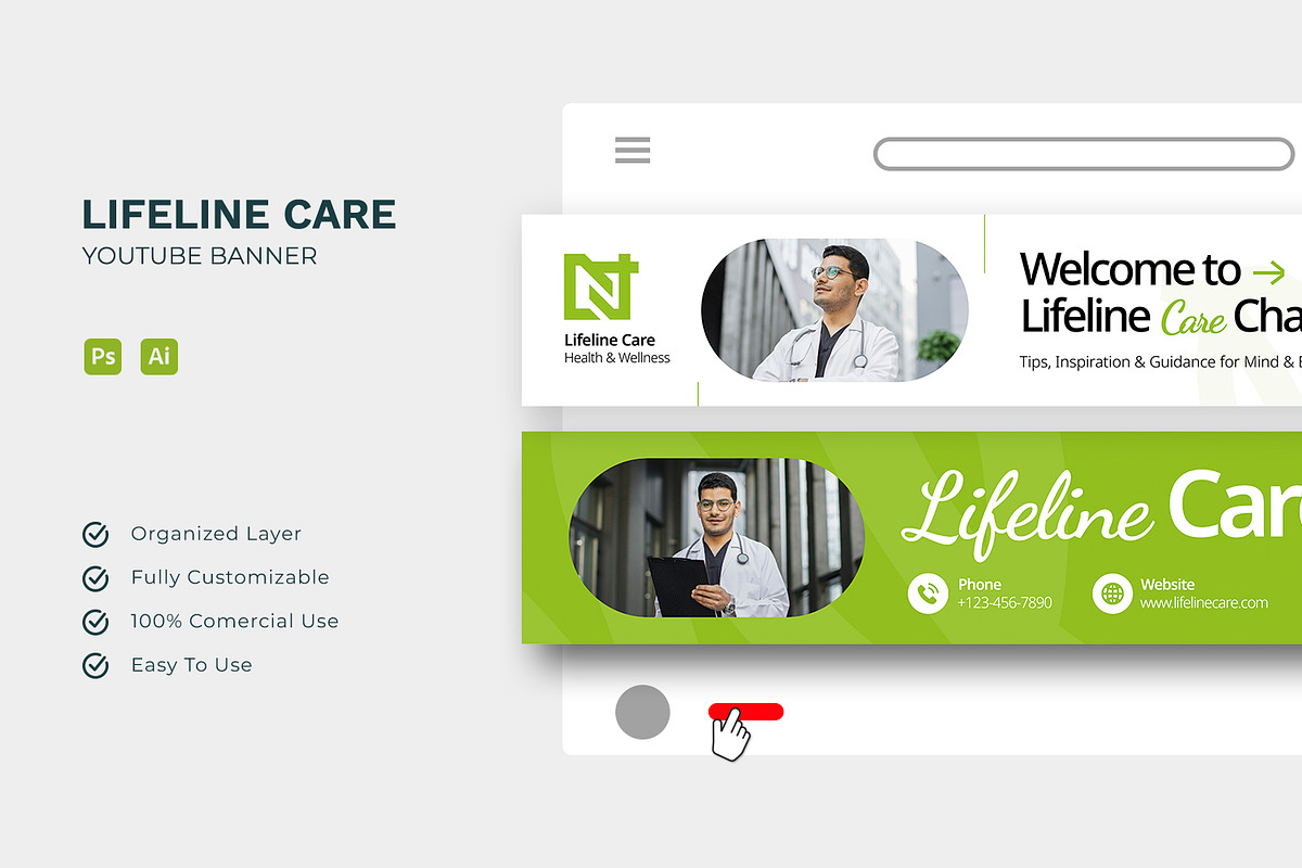 Lifeline Care - Youtube Banner, a Social Media Template by Esensifiksi.studio (Photo 3 of 3)