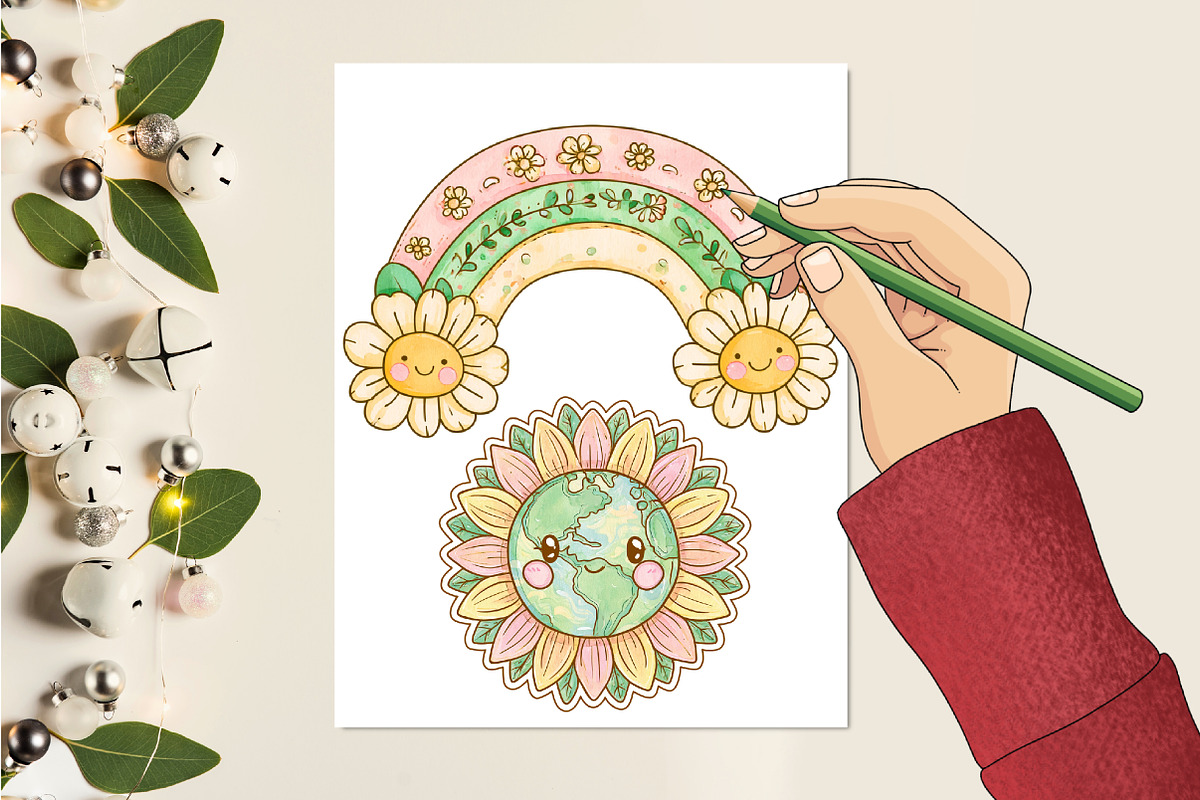 Retro Earth Day PNG Clipart Bundle, a Seasonal Illustration by CitraGraphics (Photo 2 of 5)