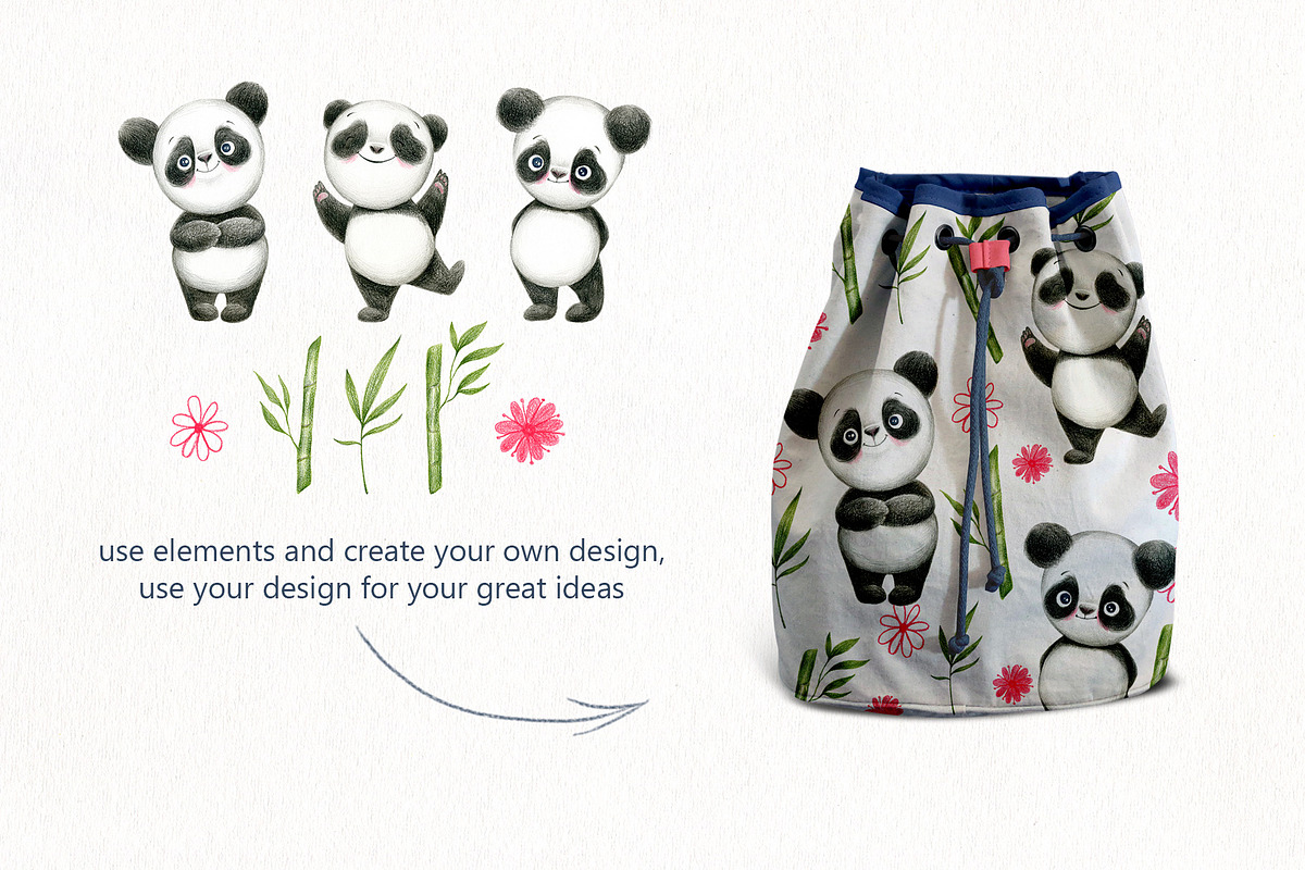 Funny Panda - color pencil clipart, an Animal Illustration by KatsiarynaKa (Photo 6 of 16)