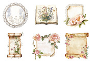 Watercolor Spring Old Paper Clipart, an Illustration by CreationArt (Thumbnail 2 of 5)