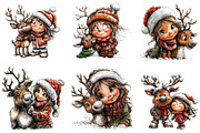 Winter girl and reindeer clipart, an Illustration by CreationArt (Thumbnail 5 of 5)