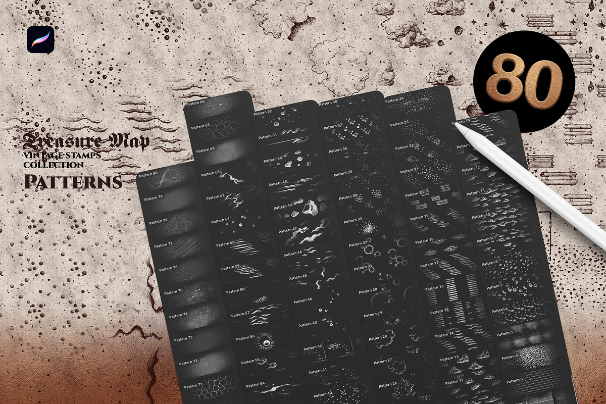 Treasure Map Procreate Brushes, a Shape Add-On by Spasibenko Art (Photo 6 of 13)