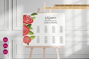 Red Rose Floral Seating Chart