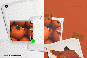 5 Instant Photos With Tape Mockup