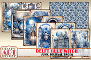 Delft Blue Witch Junk Journal Pages, a Person Illustration by CraftArtStory (Thumbnail 2 of 5)