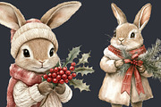 Christmas Hare Clipart 36 PNG, a Seasonal Illustration by EleSArtDesign (Thumbnail 4 of 4)