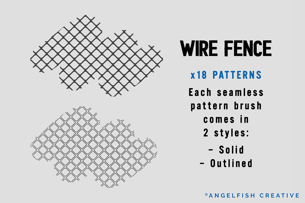 Wire Fence Brush Set for Procreate, a Brush Add-On by AngelfishCreative (Photo 2 of 6)