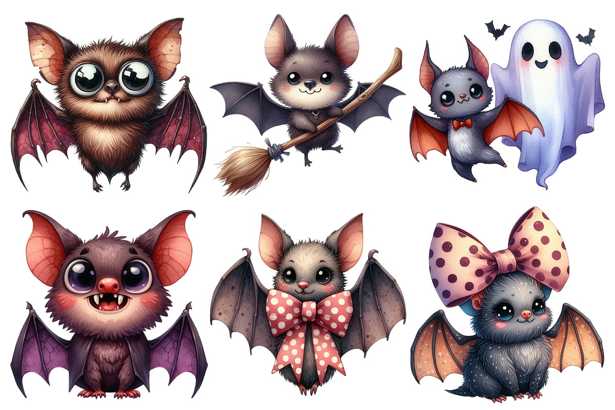 Funny Quirky Halloween Bats Clipart, an Illustration by Pixels.Craft (Photo 6 of 6)