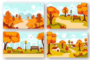 22 Autumn Landscape Blue Background