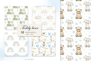 Teddy Bear Patterns Baby Boy Paper