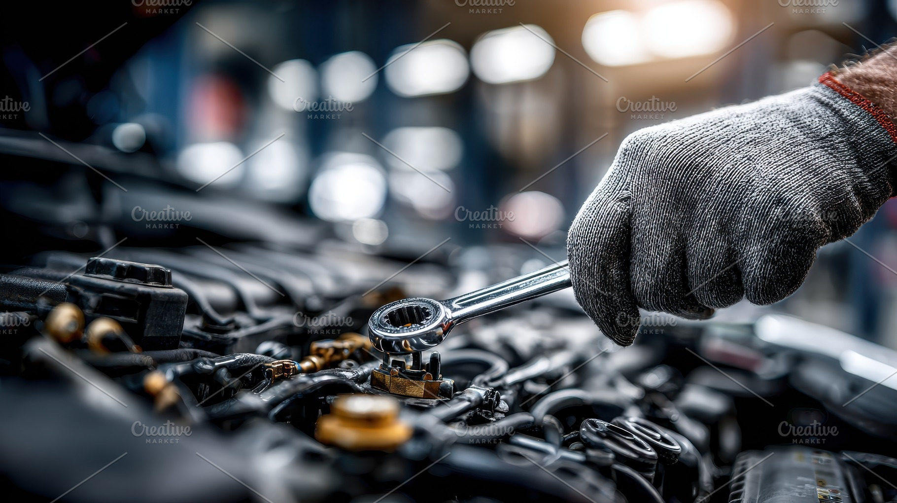 Mechanic repairing car engine using, a Photo by Pixeness Studio