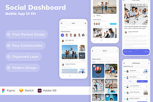 Social Dashboard Mobile App UI Kit, an UI Kit Template by Betush