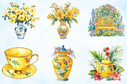 Yellow Chinoiseries Summer Clipart, an Illustration by Craft Nest (Thumbnail 3 of 5)