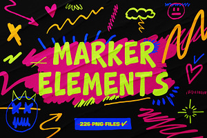 226 PNG Marker Elements, an Object Graphic by Design Squad