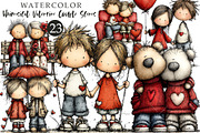 Whimsical Valentine Couple Clipart, an Illustration by OK Design (Thumbnail 1 of 6)