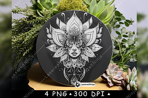 Lotus Flower Woman Head Floral Face