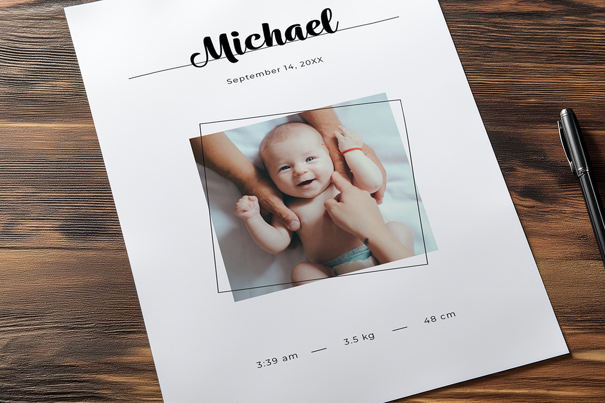 Modern Newborn Photo Birth Card, a Card Template by Filip Studio (Photo 3 of 3)