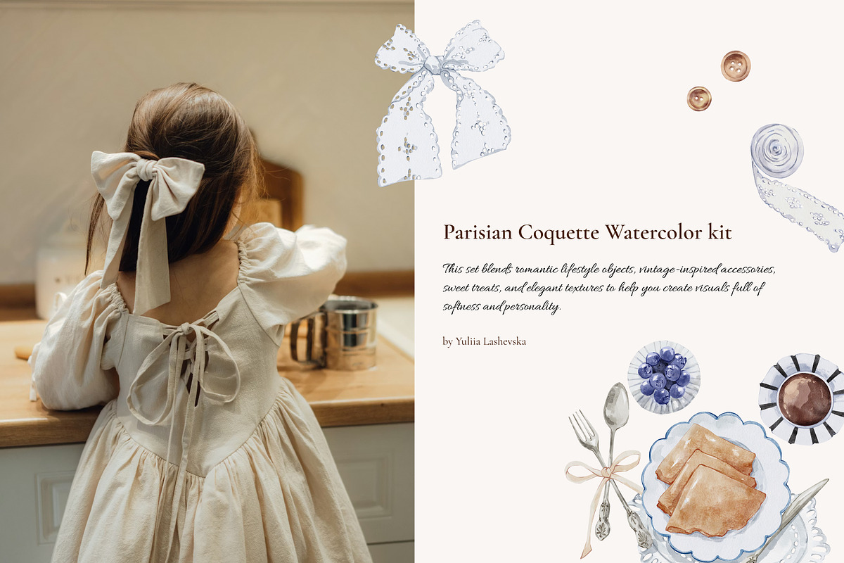 Parisian Coquette Watercolor Kit, a Decorative Illustration by Yuliia Lashevska (Photo 9 of 16)