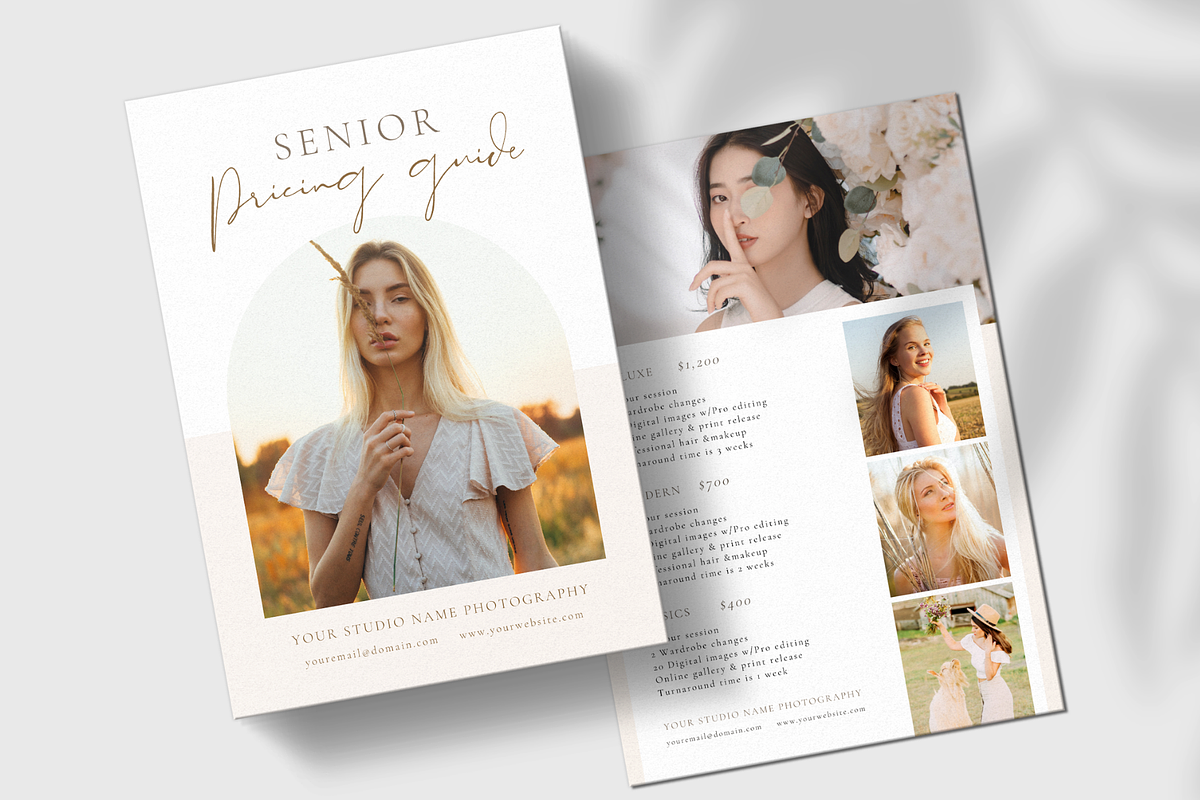 Senior Photography Pricing Guide, a Flyer Template by ShopRShop