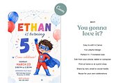 Superhero Birthday Invitation, an Invitation Template by heynomi (Thumbnail 8 of 19)