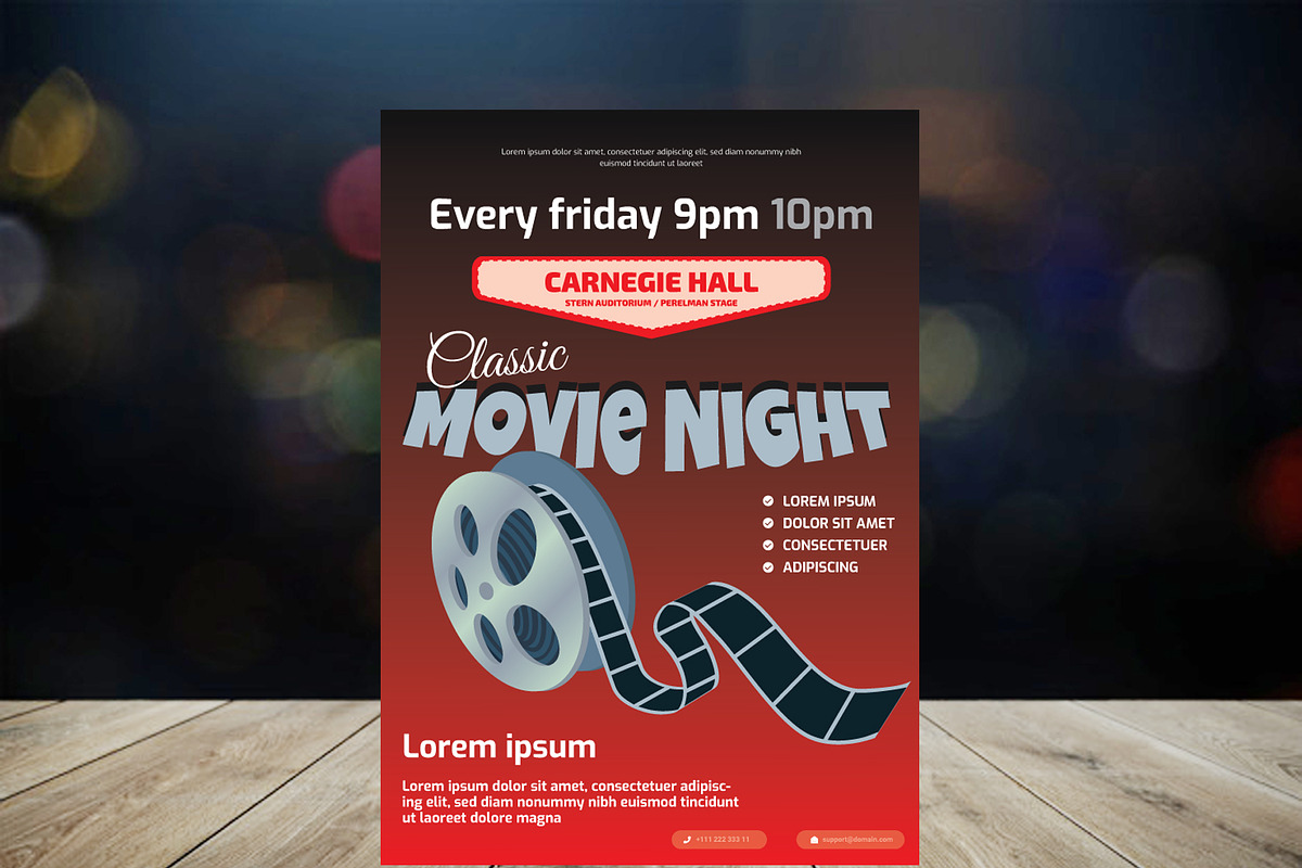 Classic Movie Night Flyer, a Flyer Template by PenciGraphics (Photo 2 of 2)