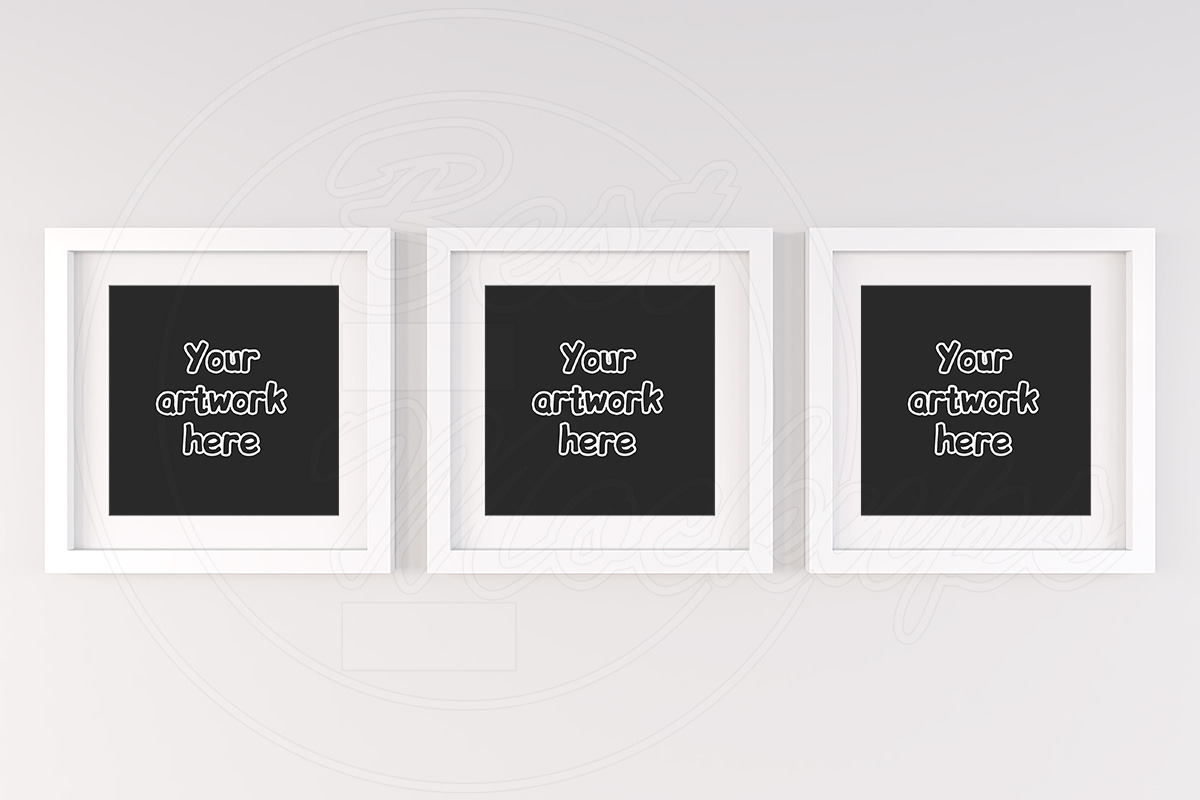 Set of 3 handing square frame mockup, a Print Template by BestMockups