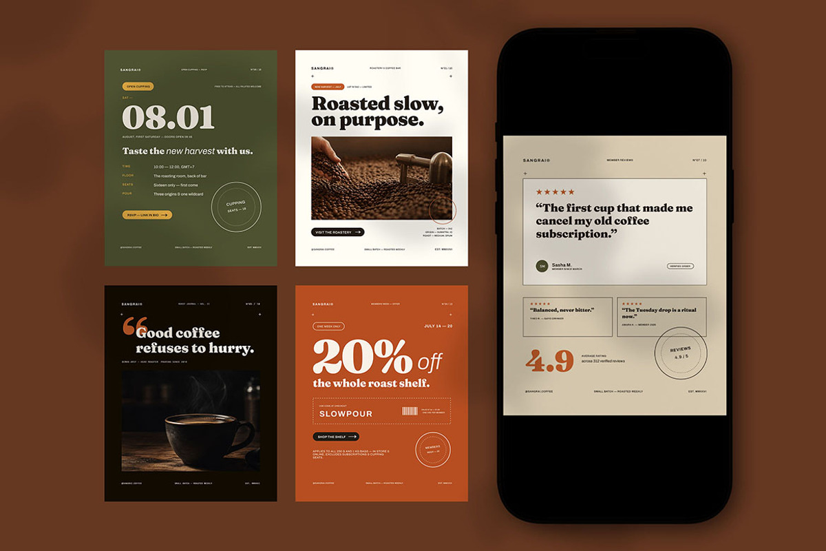 Minimal Coffee Social Media Pack, a Social Media Template by Pitchlook.Studio (Photo 3 of 3)