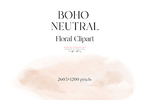 Boho Neutral Watercolor Floral PNG