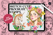 Sketch Cute Procreate Stamps, a Shape Add-On by Spasibenko Art (Thumbnail 2 of 4)