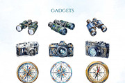 Travel Watercolor Clipart Set, a Decorative Illustration by Arslan (Thumbnail 5 of 17)