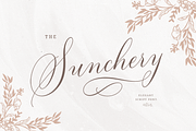 Sunchery Script With Free Extras, a Script Font by sizimon (Thumbnail 1 of 15)