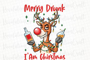 Funny Drunk Reindeer Sublimation, an Illustration by OK Design (Thumbnail 1 of 4)
