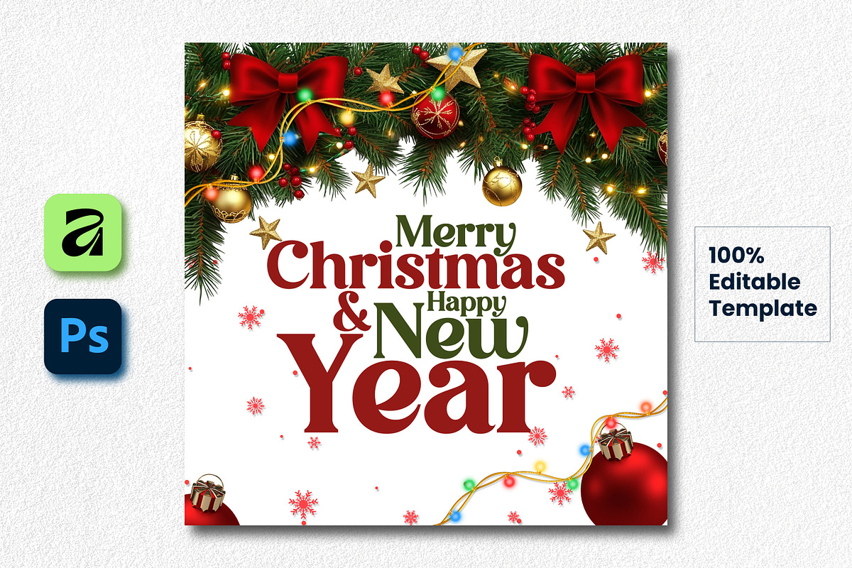 Merry Christmas New Year Post, a Social Media Template by creative-mint (Photo 1 of 2)