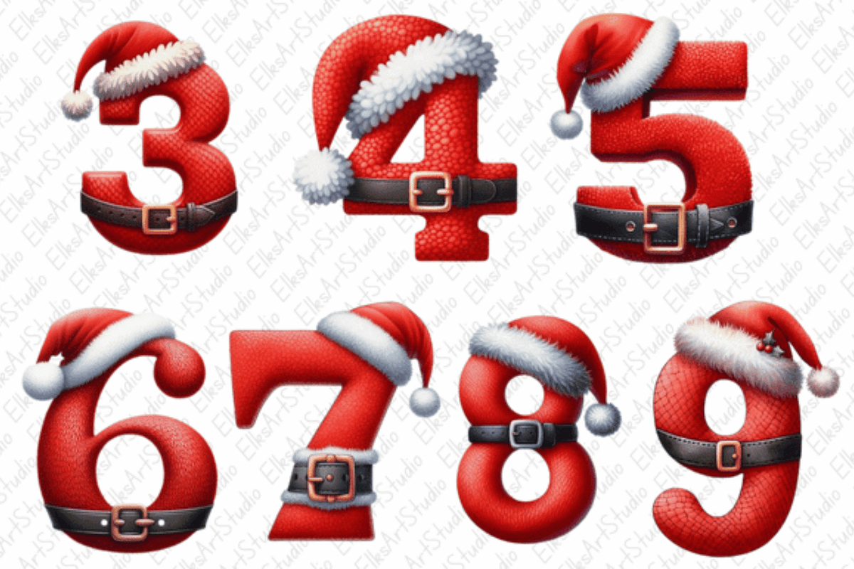 Christmas Santa Alphabet Clipart, a Decorative Illustration by Dizzy Art Studio (Photo 2 of 2)