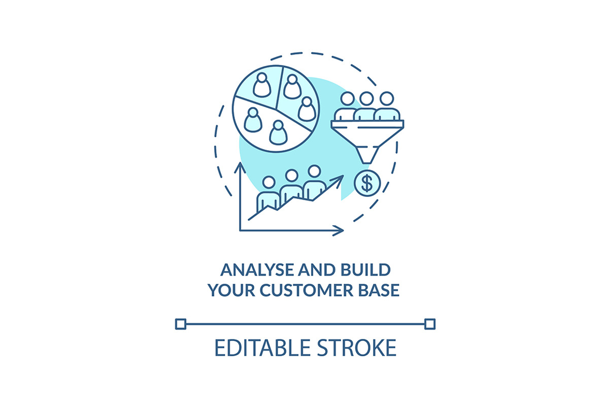 Analyse and build customer base icon, an Outline Icon by IMG Visuals