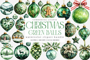 Green Christmas Balls Clipart Bundle, an Illustration by SinaCreation (Thumbnail 1 of 7)