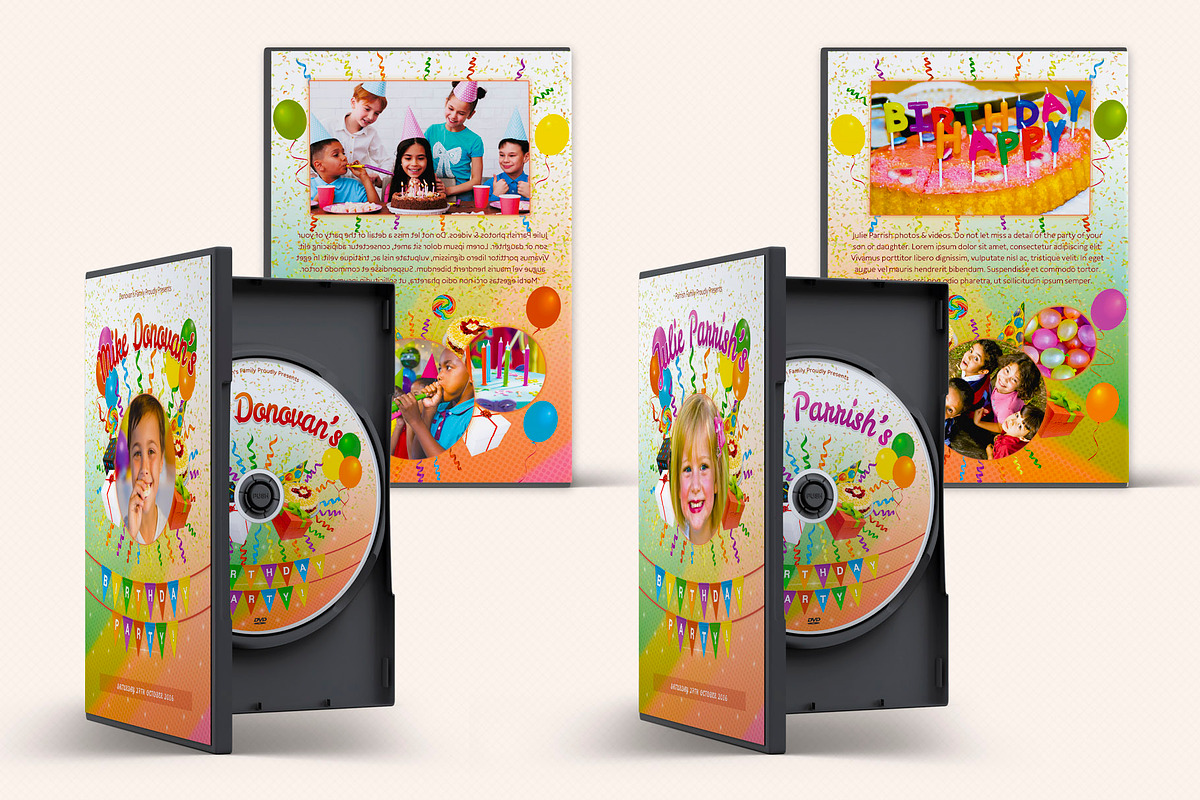 Kids Birthday Party DVD Covers Vol01, a Stationery Template by Sargatal (Photo 1 of 6)