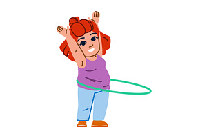 Redhead woman rotating hula hoop and, a Sport Illustration by pikepicture
