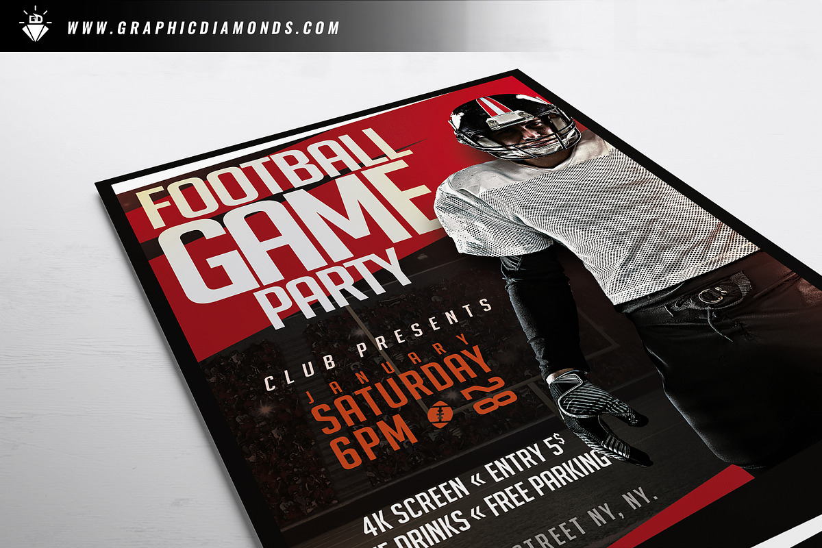 American Football Party Flyer, a Flyer Template by GraphicDiamonds (Photo 4 of 6)