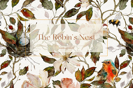 The Robin's Nest Seamless Pattern