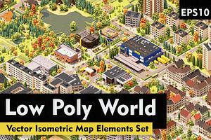 Vector isometric world map elements
