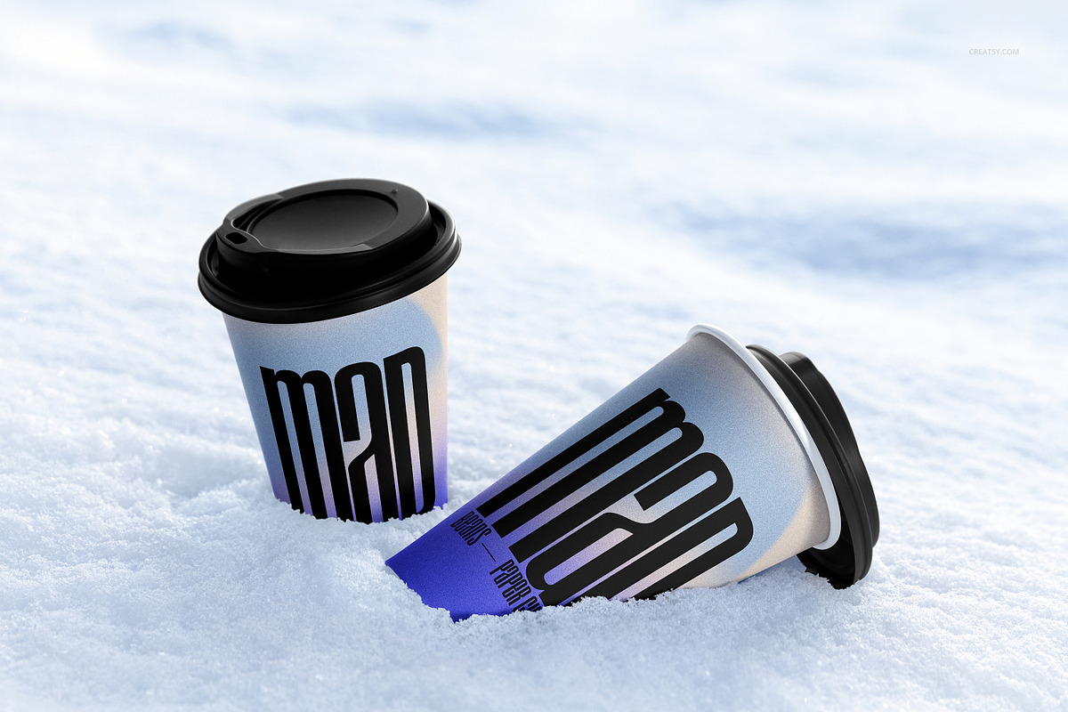 Winter Paper Cup Mockup Set v.1, a Cups & Container Mockup by creatsy5 (Photo 7 of 11)