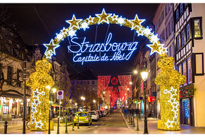 Entrance to the city center of Strasbourg on Christmas time, an Architecture Photo by Leonid Andronov