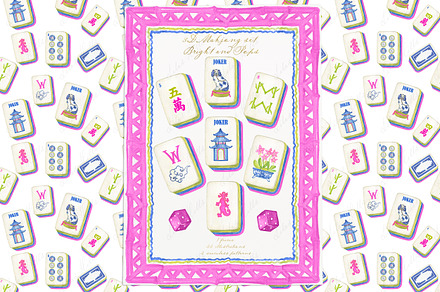 Mahjong Chinoiserie clipart, an Illustration by LABFcreations