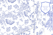 Blue Gardens Chinoiserie set, a Texture Illustration by Patishop Art (Thumbnail 10 of 11)