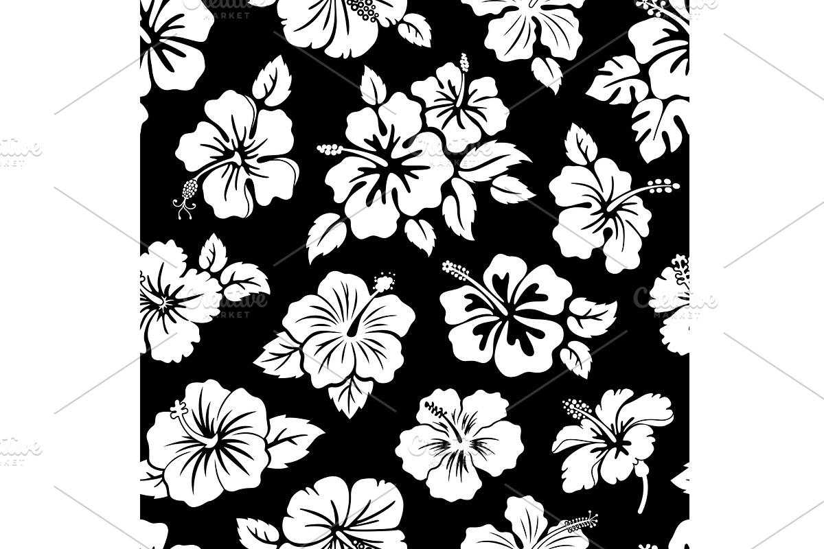 Hawaii tropical hibiscus pattern, a Decorative Illustration by Buch&Bee