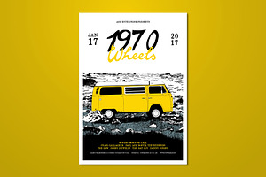 Hand Drawn 1970 Wheels Flyer, a Flyer Template by ashenterprise